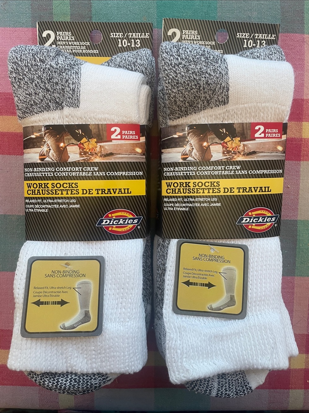 4pr Dickies Non-Binding Comfort Crew Diabetic Work Socks for sizes 10-13